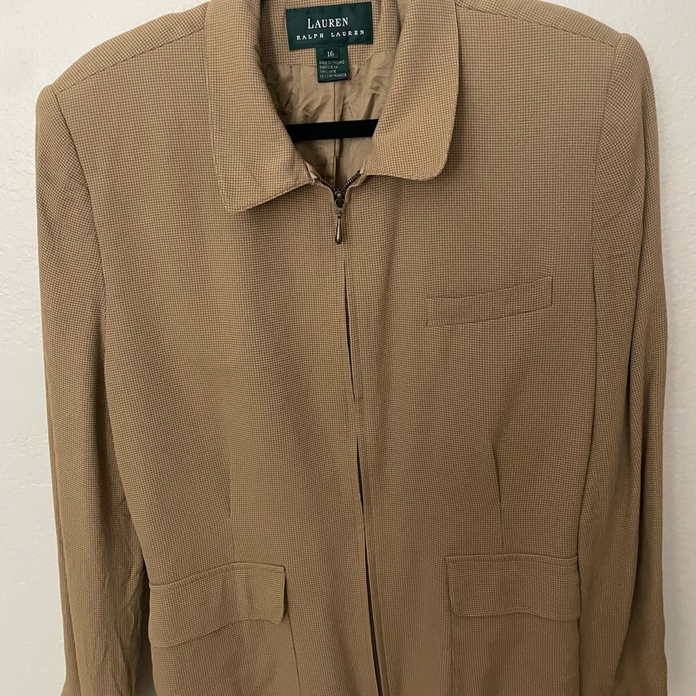 Lauren Ralph Lauren Tan Textured Zip-Front Women’s Shirt Jacket